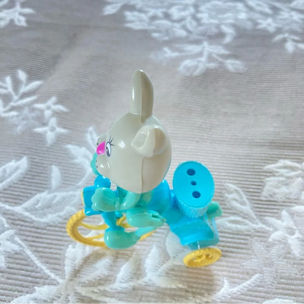 Vintage Easter Bunny Wind Up Toy Plastic Tricycle Rabbit